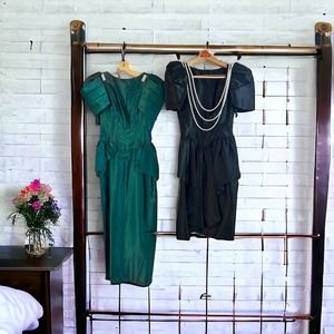 Lot of 2 VTG formal dresses with pearl embellishments Sz 6P- see description